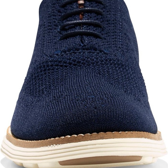 Cole Haan Navy Knit Oxford Shoes - Picture 6 of 7